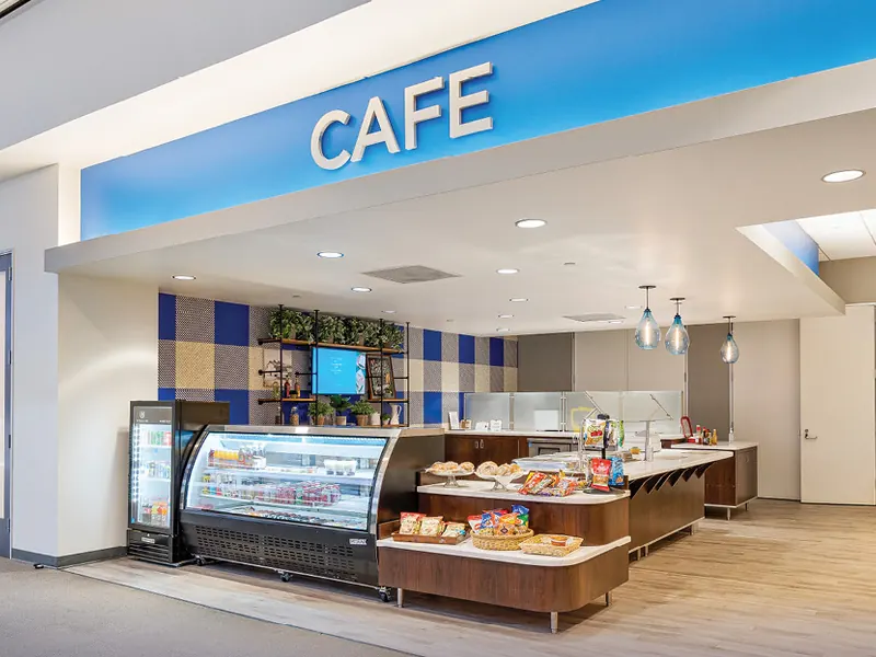 On-site café with a pastry case